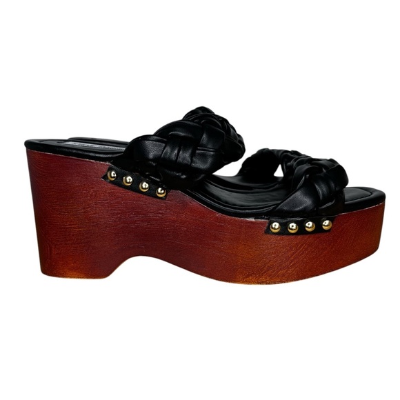 Steve Madden Maren Wedge Faux Leather and Wood Sandal NWT Size 8.5 - Picture 6 of 11